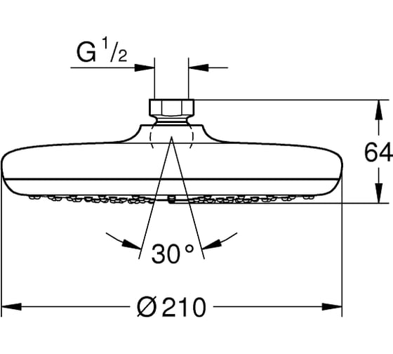 Верхний душ GROHE Vitalio Start 210 9.5 л/мин 26415000