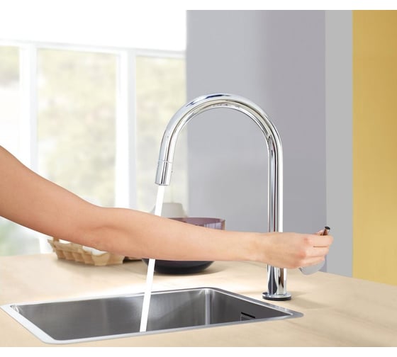 Сенсорный однорычажный смеситель для мойки GROHE Minta Touch C-излив 31358002