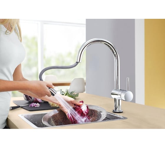 Сенсорный однорычажный смеситель для мойки GROHE Minta Touch C-излив 31358002