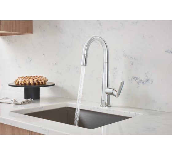 Смеситель для кухонной мойки GROHE Veletto C-образный высокий выдвижной излив 30419000