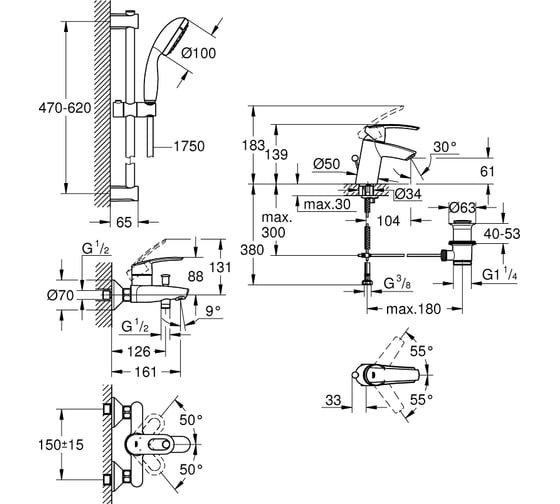 Набор для ванны GROHE Start 23749001