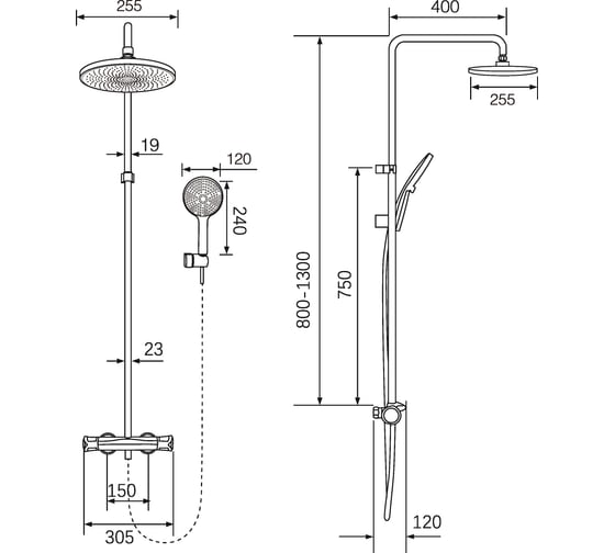 Душевая система Milleau Double H (матовый белый) MLHi223PDD-MW