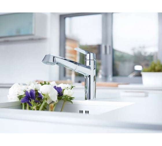 Смеситель для мойки с выдвижной лейкой Grohe Eurodisc Cosmopolitan 32257002