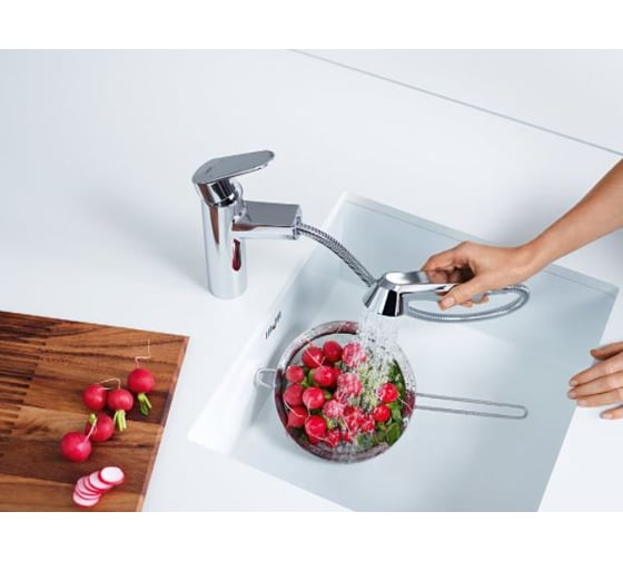 Смеситель для мойки с выдвижной лейкой Grohe Eurodisc Cosmopolitan 32257002