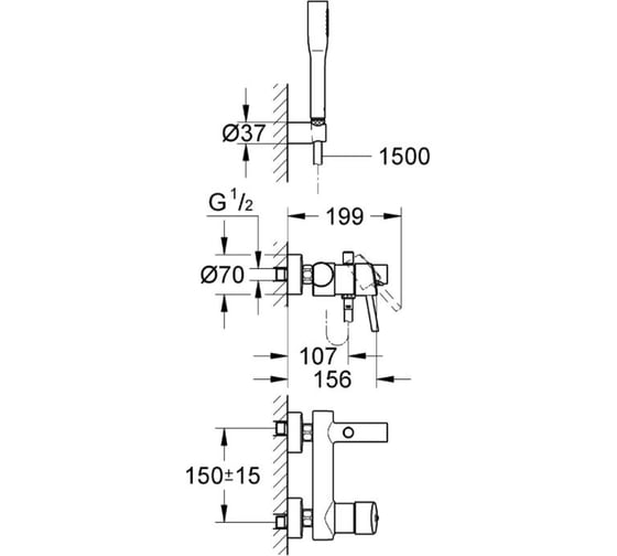 Смеситель для ванны GROHE Concetto New с душевым гарнитуром Euphoria Cosmopolitan 32212001