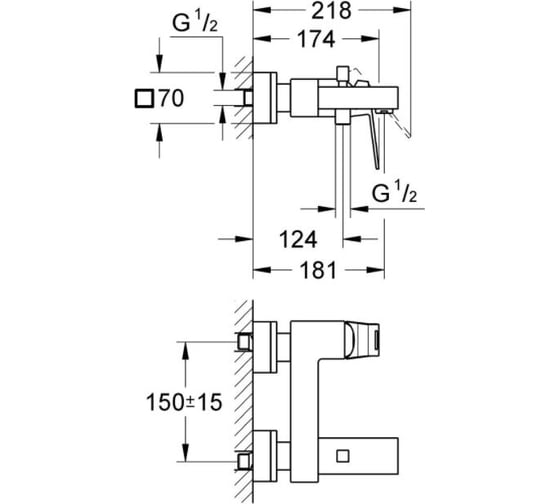 Смеситель для ванны GROHE Eurocube 23140000