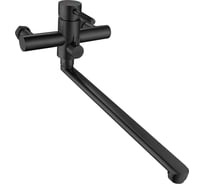 Смеситель для ванны и умывальника ARGOTECH СОЛИД \ SOLID чёрный, d-35, керамбукса, L-обр. 320 мм, нерж. сталь 44178