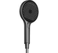 Душевая лейка Sancos Nok round, кнопочное управление, диаметр 130 мм, 3 режима, цвет воронёная сталь/черный матовый, арт. SC6001GG