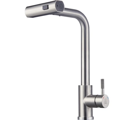 Смеситель для кухни ARGOTECH SOLID с вытяжной лейкой, 3 ф-ии (кнопка), d-35 нержавеющая сталь, монтаж - гайка 35-16/3K SOLID 44367