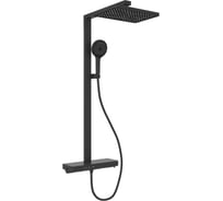 Душевая стойка Sancos Vos с термостатическим смесителем, изливом, полкой, шлангом 1.5 м, верхним и ручным душем, цвет черный матовый, арт. SC6100MB