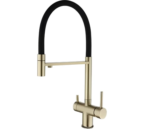 Смеситель для кухни с гибким изливом и подключением фильтра Maretti Calabria GOLD, золотой сатин CAG31RGF18