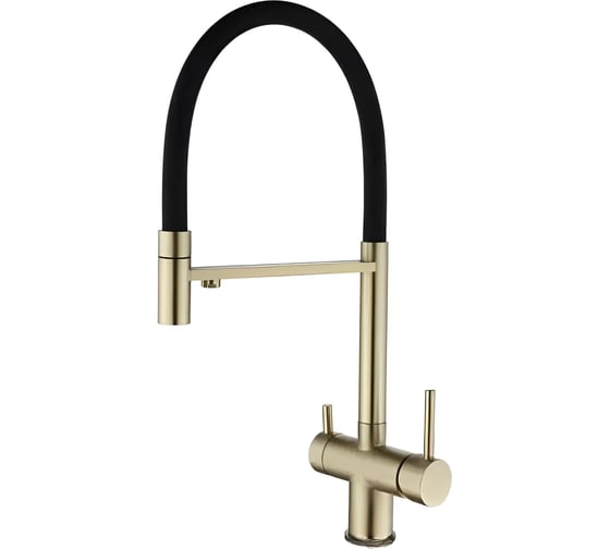 Смеситель для кухни с гибким изливом и подключением фильтра Maretti Calabria GOLD, золотой сатин CAG31RGF18