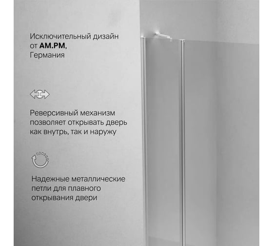 Душевая дверь AM.PM Sunny распашная, 120x190,серебро, стекло прозрачн W87G-120-1P-MT