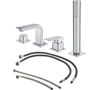 Смеситель на борт ванны RAIN, на 4 отверстия, встраиваемый (врезной), с душ.набором, хром 561-334