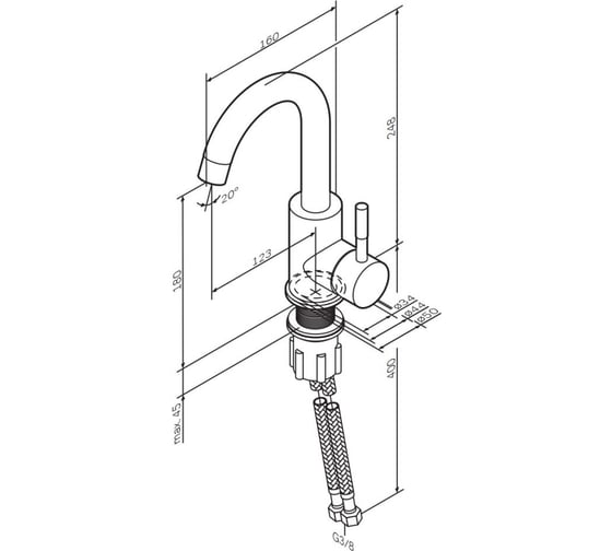Смеситель для раковины с поворотным изливом AM.PM X-Joy S черный F85B02722