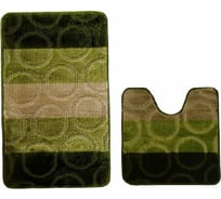 Набор ковриков в ванную Аквалиния Twist Полоска круги, зеленый, 45х45, 45х75 NPKZ45-75