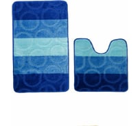 Набор ковриков в ванную Аквалиния Twist Полоска круги, синий, 45х45, 45х75 NPKS45-75