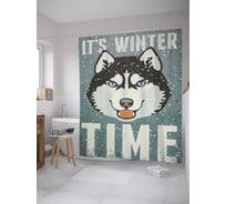 Штора (занавеска) для ванной JoyArty "Это зимнее время" из сатена, 180х200 см с крючками, sc_39414