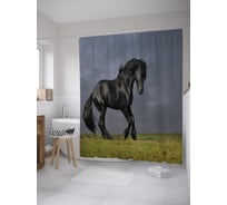 Штора (занавеска) для ванной JoyArty "Красивый конь" из сатена, 180х200 см с крючками, sc_39303