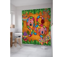 Штора (занавеска) для ванной JoyArty "Игры цирка" из сатена, 180х200 см с крючками, sc_39177