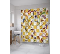 Штора (занавеска) для ванной JoyArty "Большая игра монстров" из сатена, 180х200 см с крючками, sc_39185