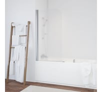 Шторка на ванную Vegas-Glass профиль глянцевый хром, стекло сатин EV 76 08 10 L