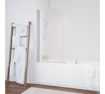 Шторка на ванную Vegas-Glass профиль матовый хром, стекло шиншилла EV 76 07 02 L