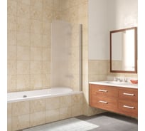 Шторка на ванную Vegas-Glass профиль матовый хром, стекло сатин EV LUX 75 07 10 R