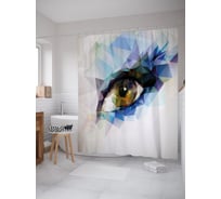 Штора (занавеска) для ванной JoyArty "Полигональный глаз" из сатена, 180х200 см с крючками, sc_39158