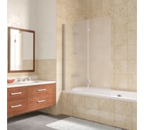 Шторка на ванную Vegas-Glass профиль матовый хром, стекло сатин E2V LUX 120 07 10 L
