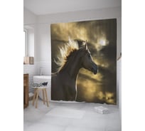Штора (занавеска) для ванной JoyArty "Арабский скакун" из сатена, 180х200 см с крючками, sc_39329