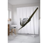 Штора (занавеска) для ванной JoyArty "Самолет в полете" из сатена, 180х200 см с крючками, sc_39096