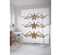 Штора (занавеска) для ванной JoyArty "Три звезды Техаса" из сатена, 180х200 см с крючками, sc_37709