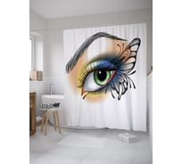 Штора (занавеска) для ванной JoyArty "Макияж бабочки" из сатена, 180х200 см с крючками, sc_39147