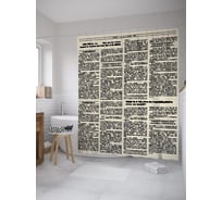 Штора (занавеска) для ванной JoyArty "Сводка новостей" из сатена, 180х200 см с крючками, sc_39037