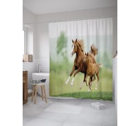 Штора (занавеска) для ванной JoyArty "Семейная пробежка" из сатена, 180х200 см с крючками, sc_39348