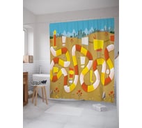 Штора (занавеска) для ванной JoyArty "Гоночная трасса" из сатена, 180х200 см с крючками, sc_39179