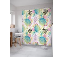 Штора (занавеска) для ванной JoyArty "Толстянка с каракулями" из сатена, 180х200 см с крючками, sc_39243