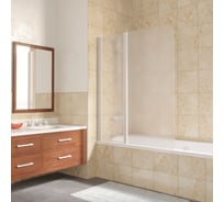 Шторка на ванную Vegas-Glass профиль белый, стекло сатин E2V LUX ST 125 01 10 L