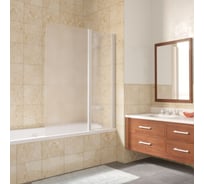 Шторка на ванную Vegas-Glass профиль белый, стекло сатин E2V LUX ST 125 01 10 R