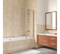 Шторка на ванную Vegas-Glass профиль глянцевый хром, стекло прозрачное E2V LUX ST 125 08 01 R