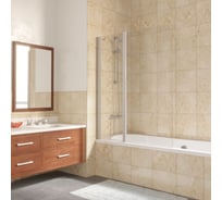 Шторка на ванную Vegas-Glass профиль матовый хром, стекло прозрачное E2V LUX ST 125 07 01 L