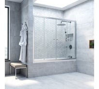 Шторка на ванную Vegas-Glass профиль матовый хром, стекло прозрачное Z2V NOVO 160 07 01