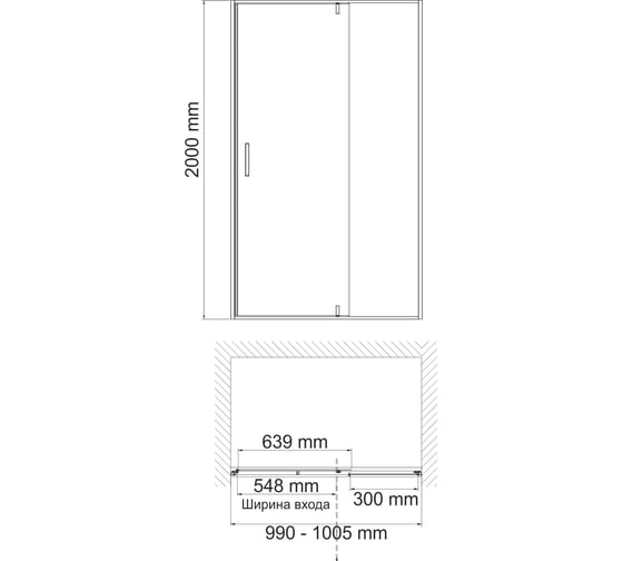 Душевая дверь WasserKRAFT Elbe 74P12