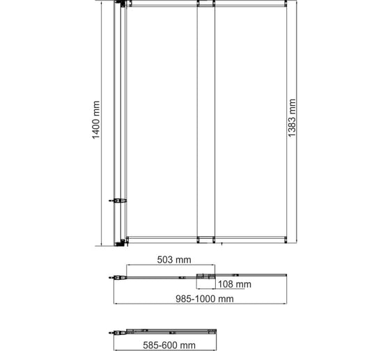 Стеклянная шторка на ванну WasserKRAFT Dill 61S02-100 WasserShutz