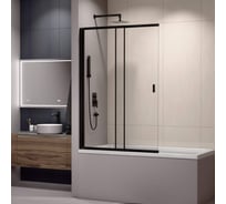 Шторка на ванну RGW 100*150 SC-40-B черный, прозрачное стекло 4 мм, Easy Clean 03114010-14