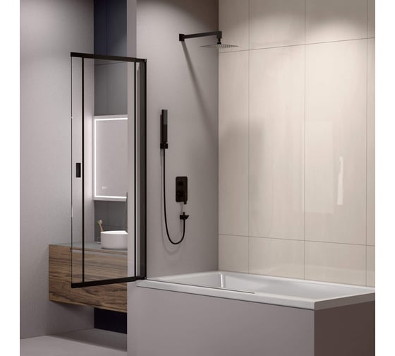 Шторка на ванну RGW 100*150 SC-40-B черный, прозрачное стекло 4 мм, Easy Clean 03114010-14