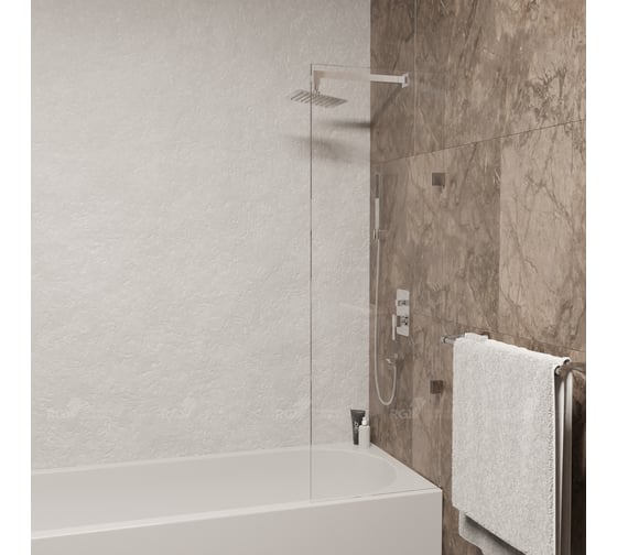 Шторка на ванну RGW 50*150 SC-056-2 хром, прозрачное стекло 8 мм, EasyClean 3511056250-11 1