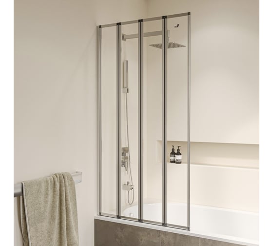 Шторка на ванну RGW 80*140 SC-23 хром, прозрачное стекло 4 мм, Easy Clean 06112308-11
