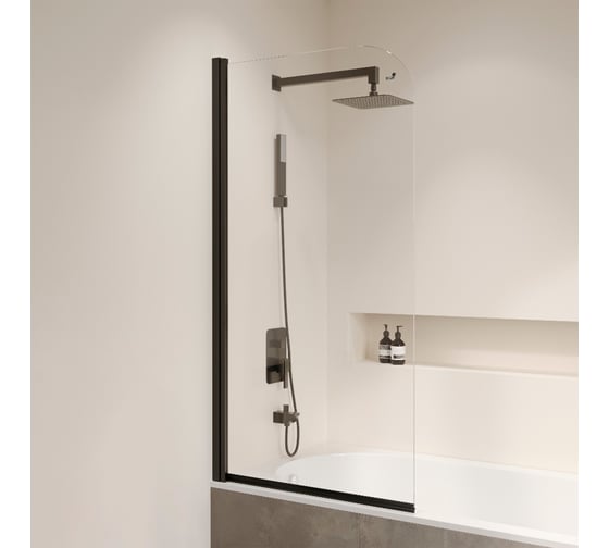 Шторка на ванну RGW 70*140 SC-109-B (140) черный, прозрачное стекло 6 мм 4111109107-14 1